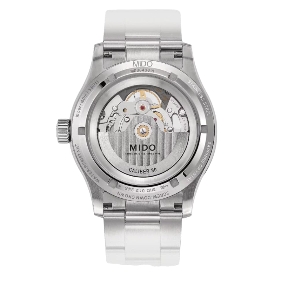 Mido Multifort Skeleton Dial Silver Stainless Steel Strap Men Watch M0384361104100