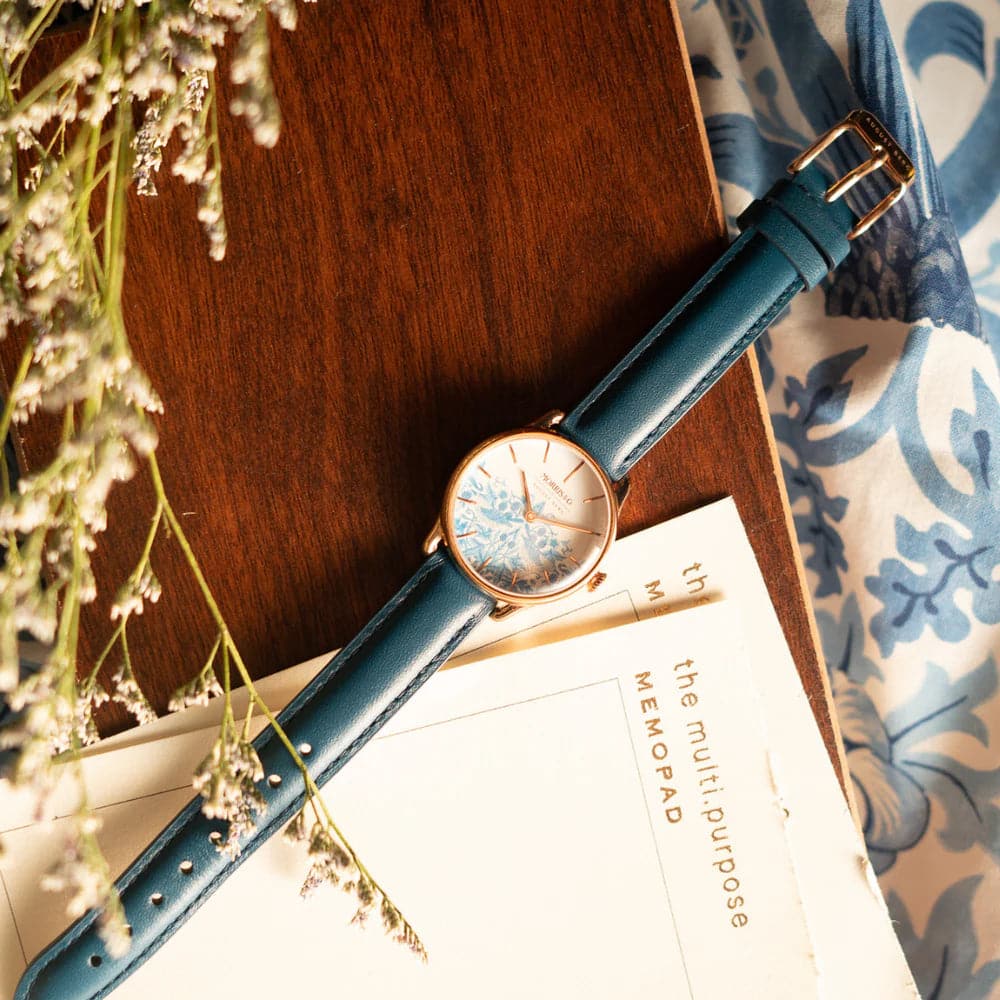 August Berg X Morris Co. Blue Italian Leather Strap Women Watch M1ST0530A28LWB