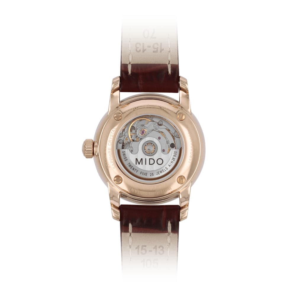 Mido Bronson Brown Leather Strap Women Watch M76002218