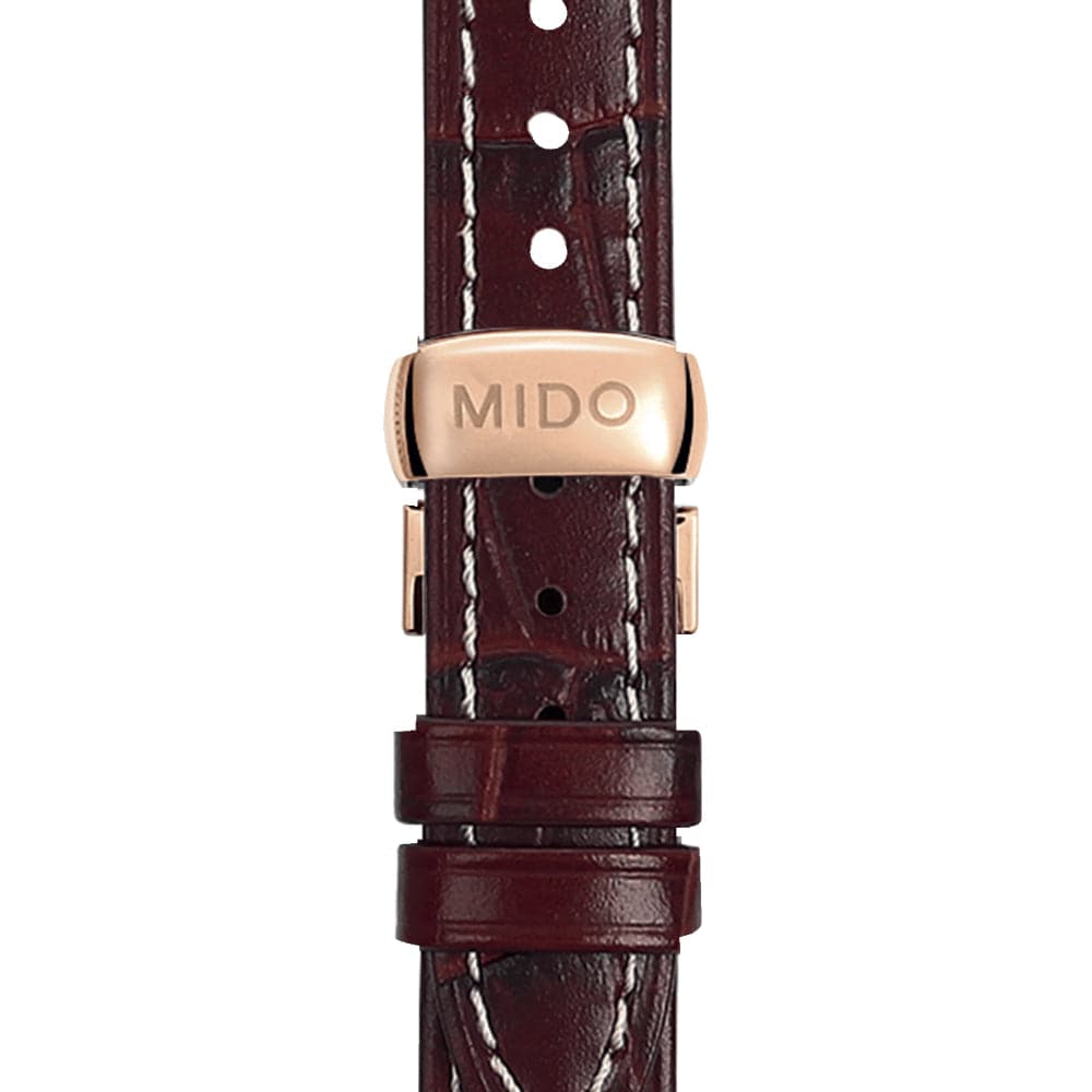 Mido Bronson Brown Leather Strap Women Watch M76002218