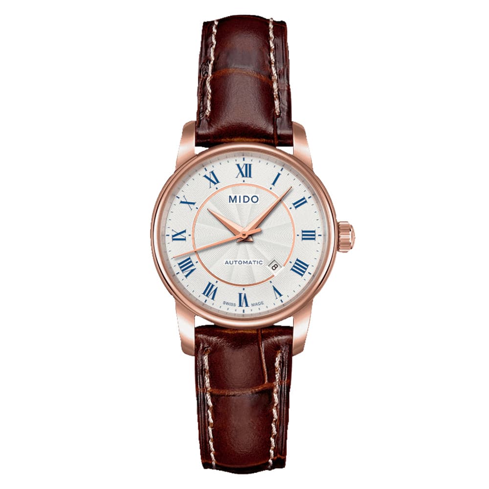 Mido Bronson Brown Leather Strap Women Watch M76002218