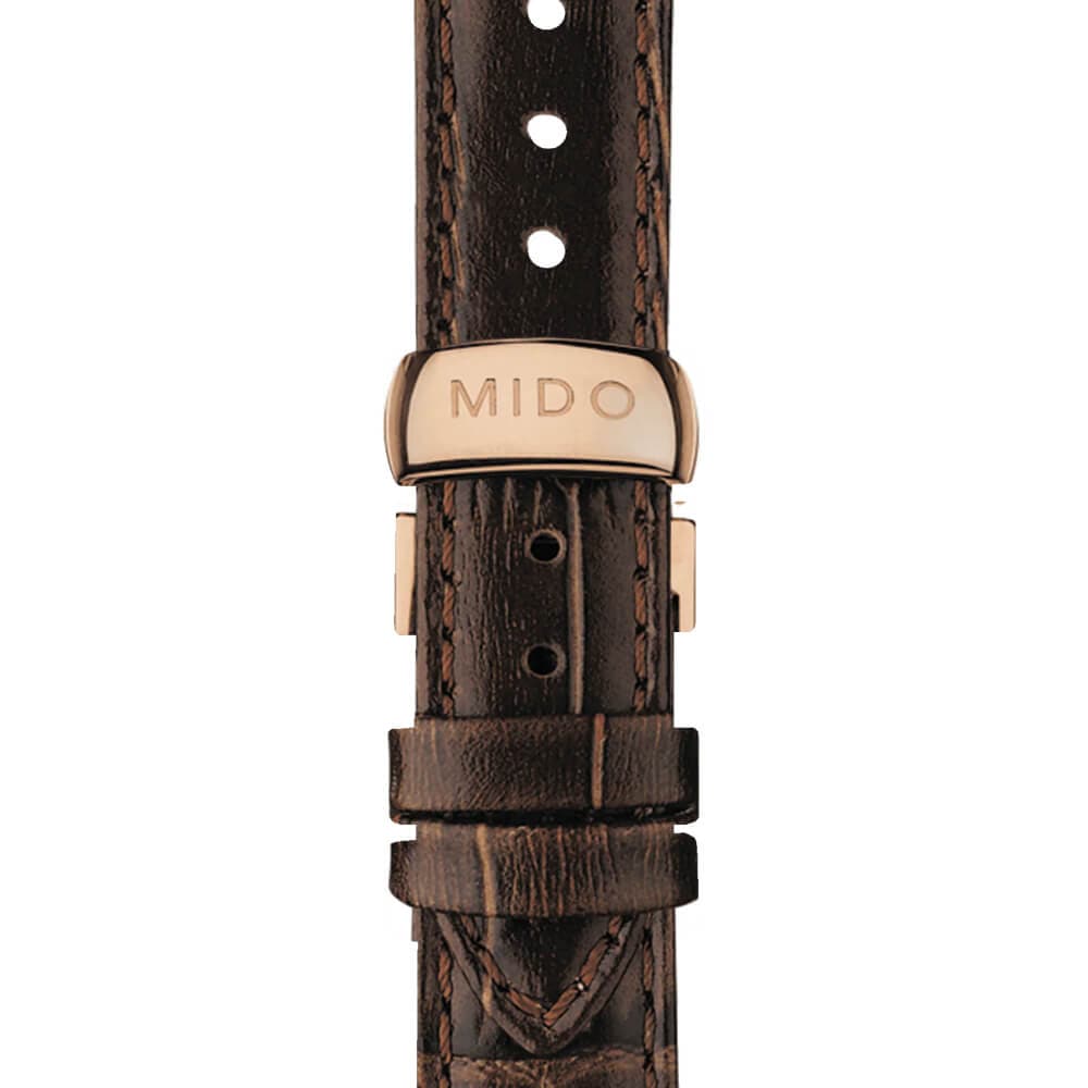 Mido Baroncelli Blue Dial Brown Leather Strap Women Watch M76003658