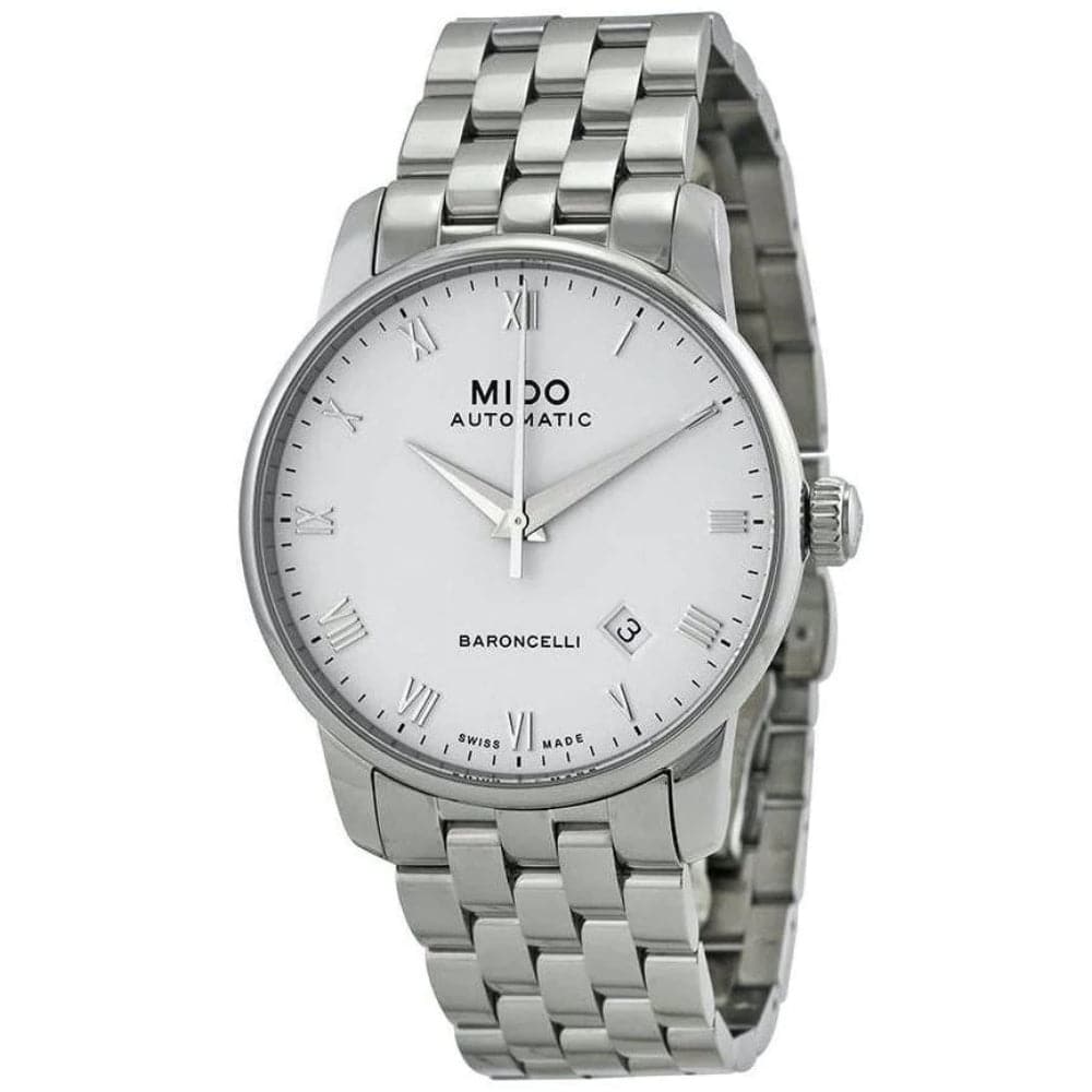 Mido Baroncelli White Dial Grey Stainless Steel Strap Men Watch M86004261