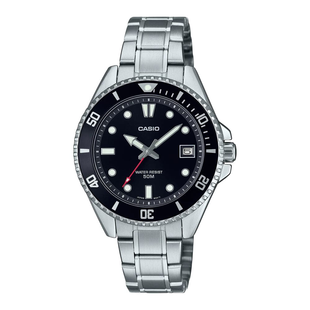 Casio General Black Dial Silver Stainless Steel Strap Men Watch MDV-10D-1A1VDF-P