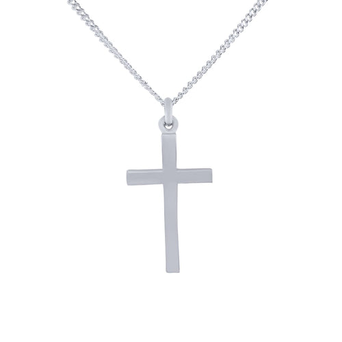 50cm Plain Flat Cross Necklace in Sterling Silver