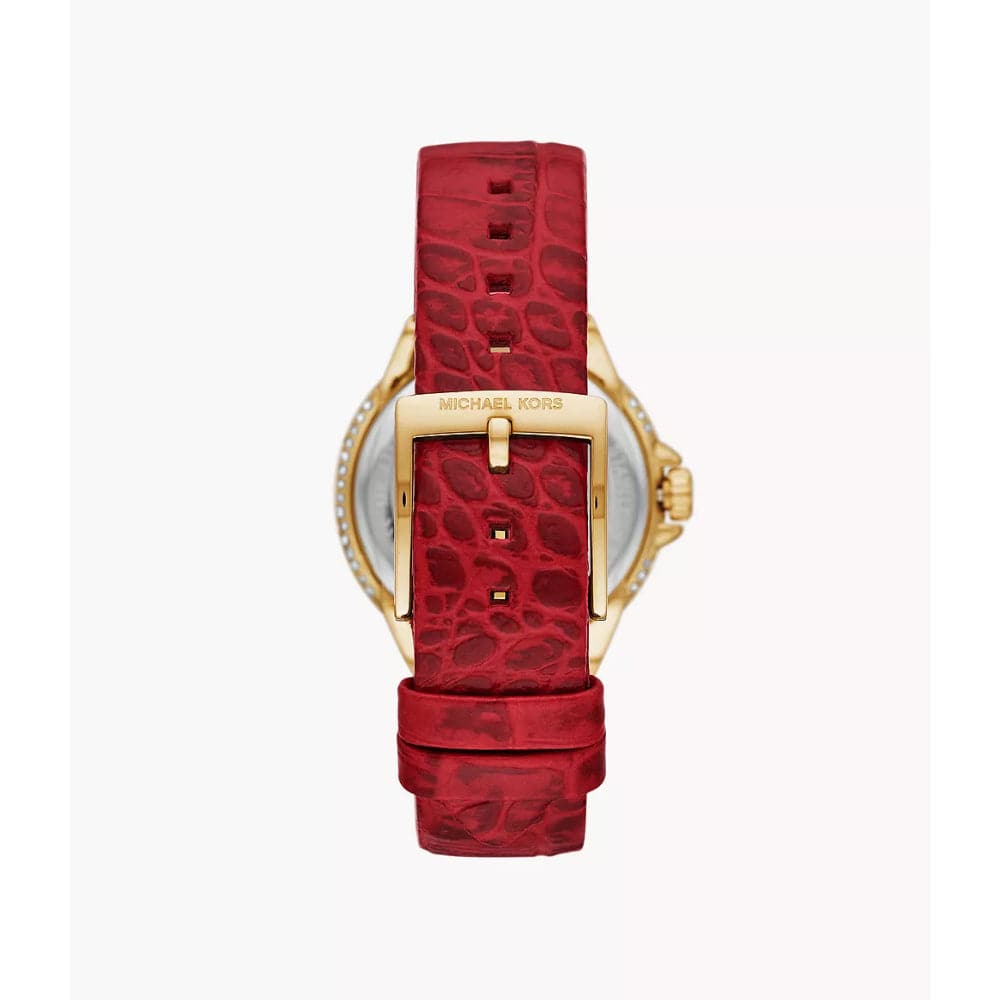 Michael Kors Camille Red Dial Leather Strap Women Watch MK4750