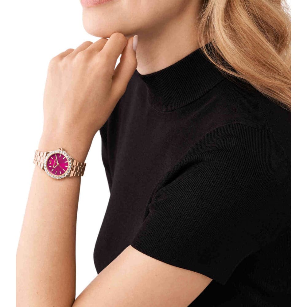 Michael Kors Pink Dial Rose Gold Stainless Steel Strap Women Watch MK7396