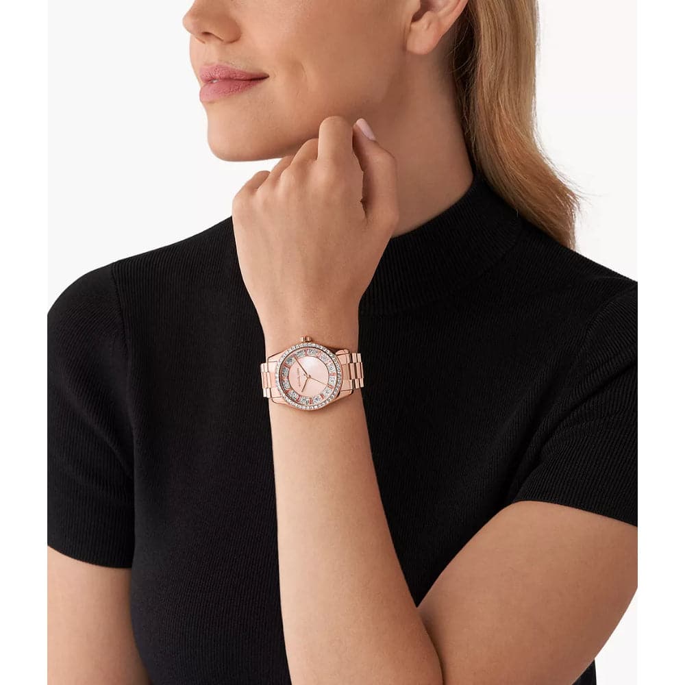 Michael Kors Lexington Rose Gold Dial Stainless Steel Strap Women Watch MK7444