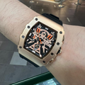Megir Skeleton Dial Black Silicone Strap Men Watch MN2218GREBK-1NO