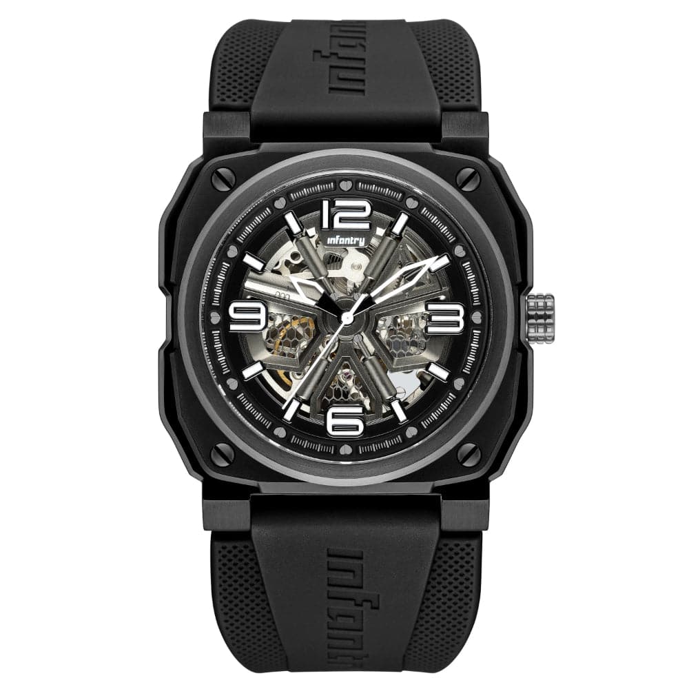 Infantry The Warrior Skeleton Dial Black Silicone Strap Men Watch MOD47-FC-03-C