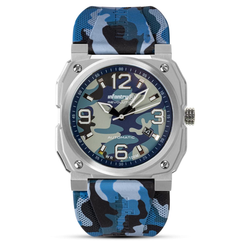 Infantry Revolution Blue Silicone Strap Men Watch MOD47-FC-09-C