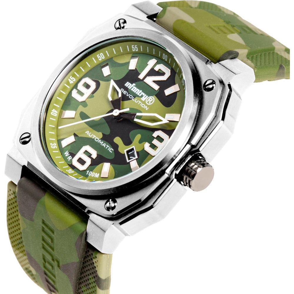 Infantry Revolution Green Silicone Strap Men Watch MOD47-FC-10-C