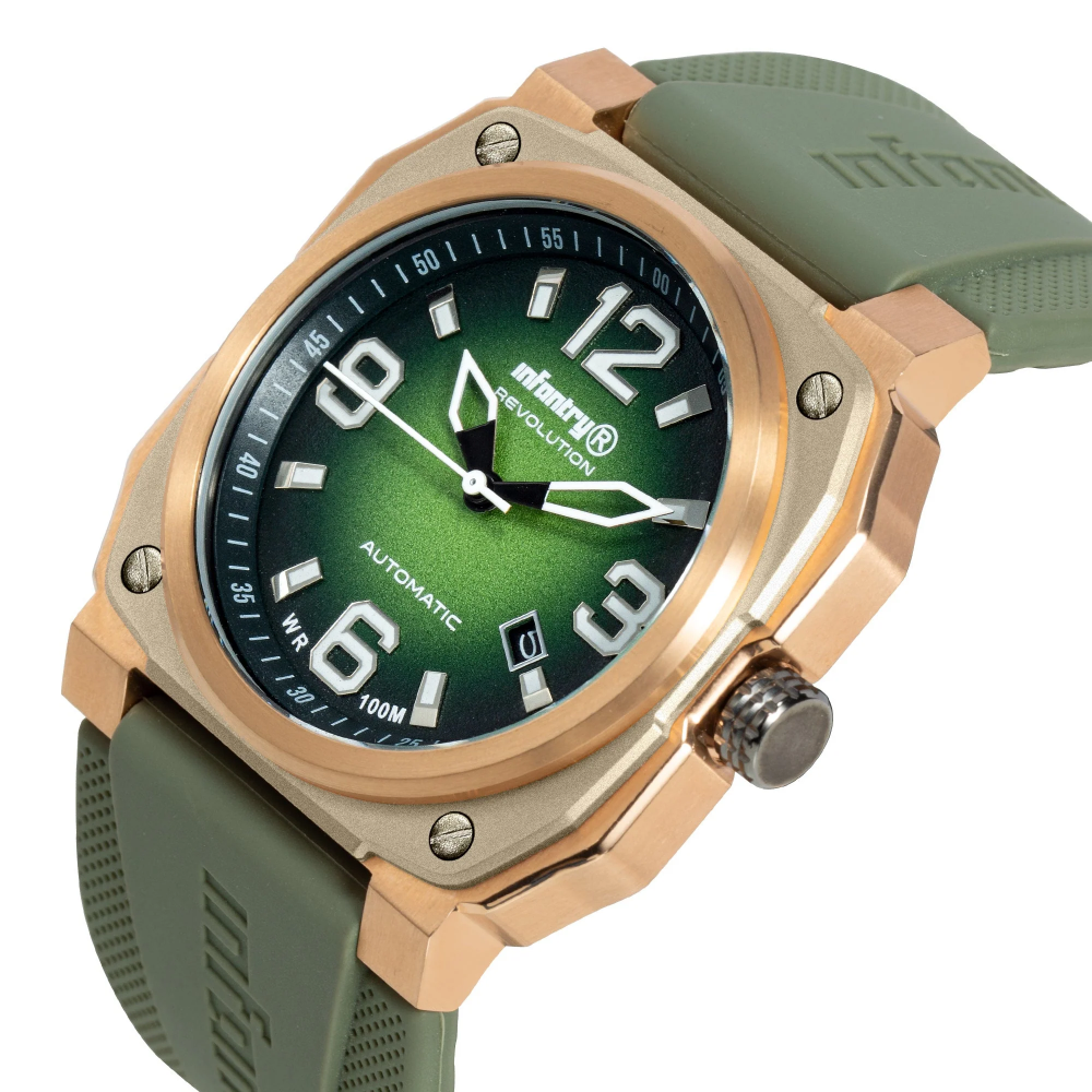 Infantry Revolution Green Dial Silicone Strap Men Watch MOD47-FC-13-C