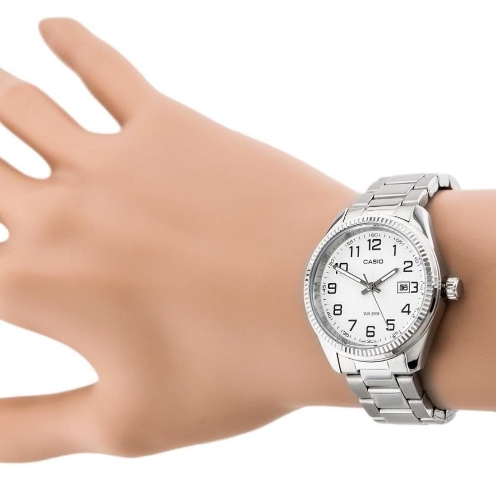 Casio General White Dial Silver Stainless Steel Strap Men Watch MTP-1302D-7BVDF-P