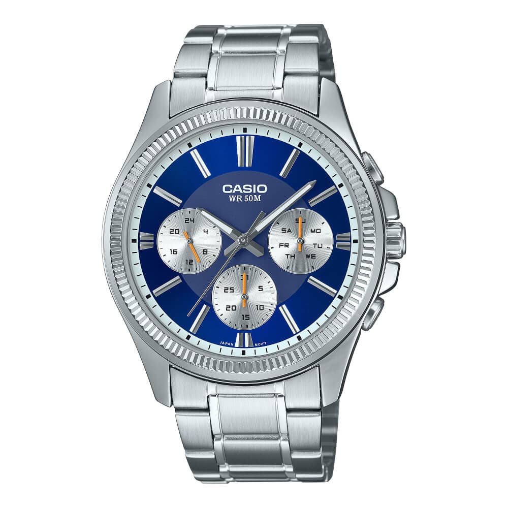 Casio General Chronograph Silver Stainless Steel Strap Men Watch MTP-1375D-2A1VDF