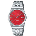 Casio General Red Dial Silver Stainless Steel Strap Unisex Watch MTP-B145D-4A2VDF