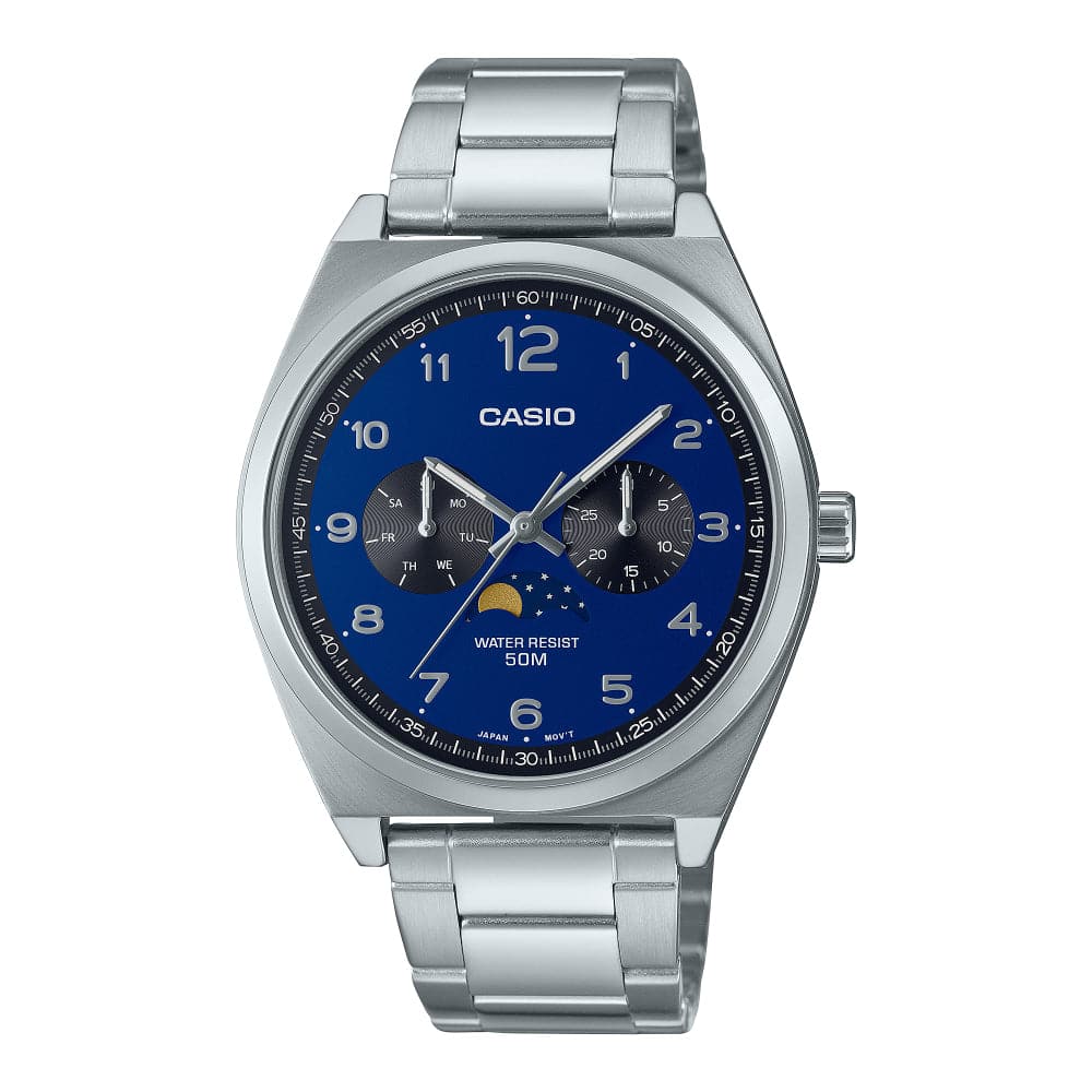 Casio General Moon Phase Silver Stainless Steel Strap Unisex Watch MTP-M300D-2AVDF