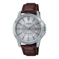 Casio General Silver Dial Brown Leather Strap Unisex Watch MTP-V004L-7CVDF-P