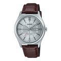 Casio General Silver Dial Brown Leather Strap Unisex Watch MTP-V006L-7CVDF-P