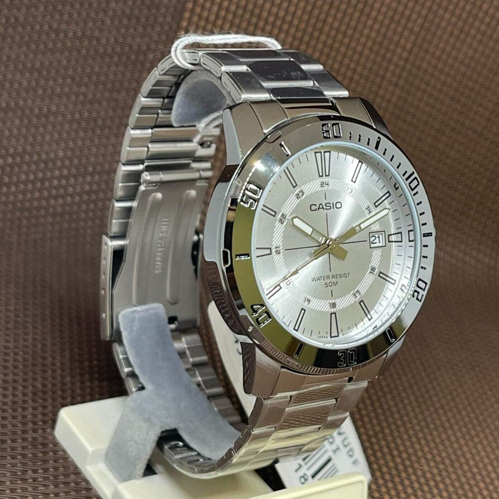 Casio General Silver Dial & Stainless Steel Strap Unisex Watch MTP-VD01D-7CVUDF-P