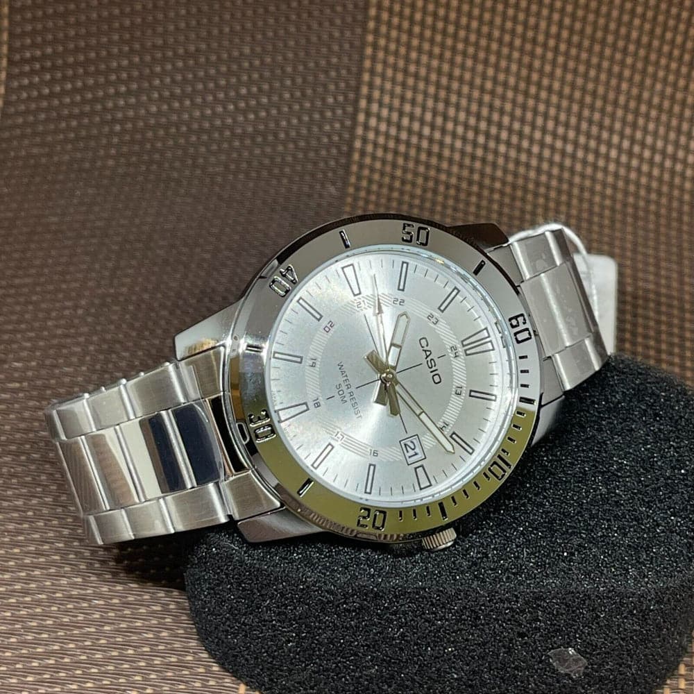 Casio General Silver Dial & Stainless Steel Strap Unisex Watch MTP-VD01D-7CVUDF-P