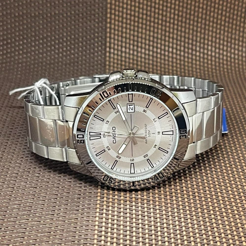 Casio General Silver Dial & Stainless Steel Strap Unisex Watch MTP-VD01D-7CVUDF-P