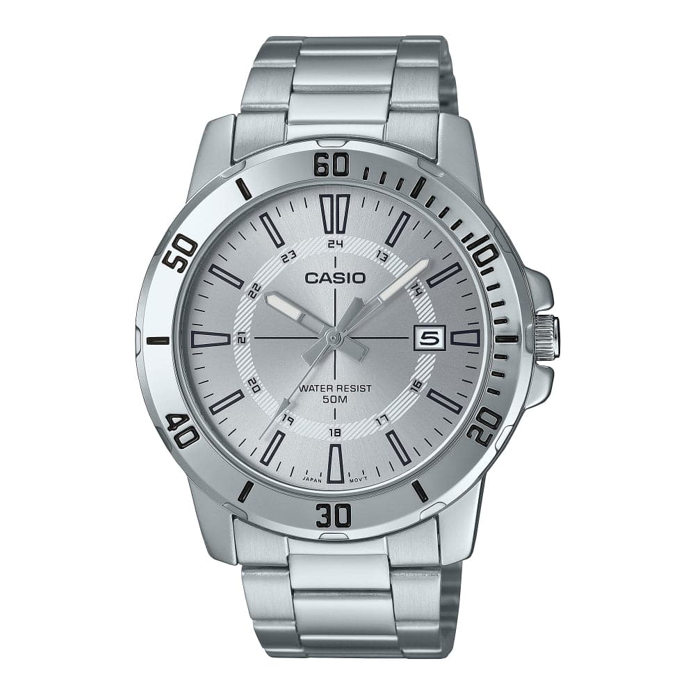 Casio General Silver Dial & Stainless Steel Strap Unisex Watch MTP-VD01D-7CVUDF-P