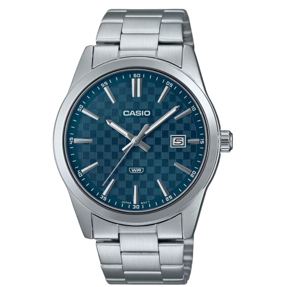 Casio General Blue Dial Silver Stainless Steel Strap Unisex Watch MTP-VD03D-2A2UDF