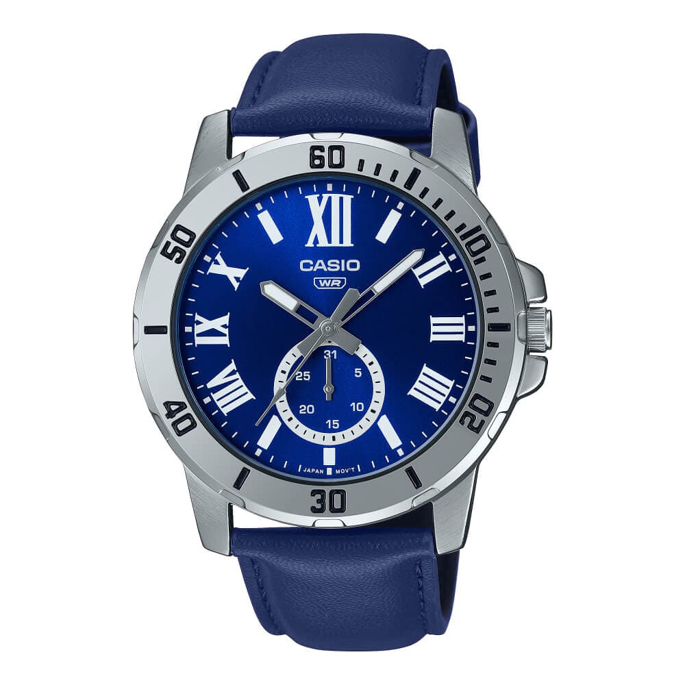 Casio General Blue Dial & Leather Strap Men Watch MTP-VD200L-2BUDF