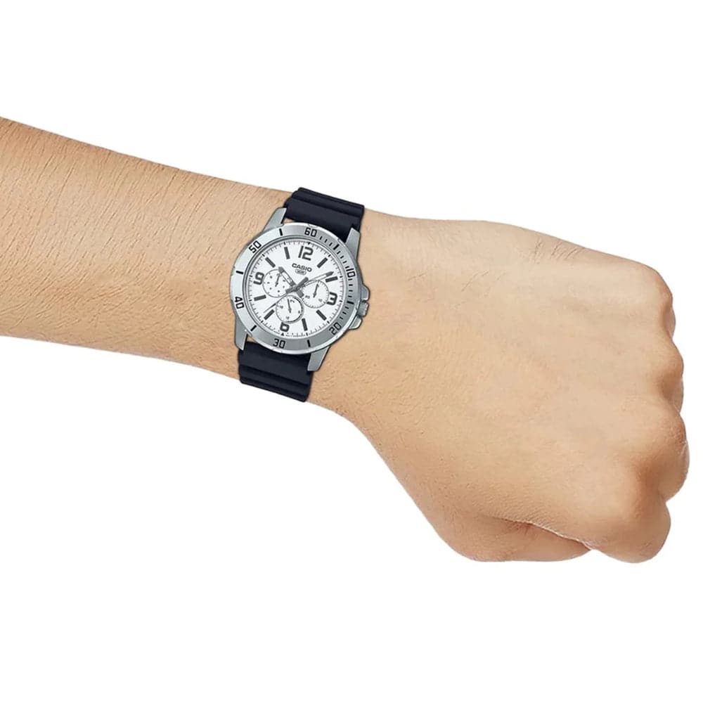 Casio General Chronograph Black Resin Strap Unisex Watch MTP-VD300-7BUDF