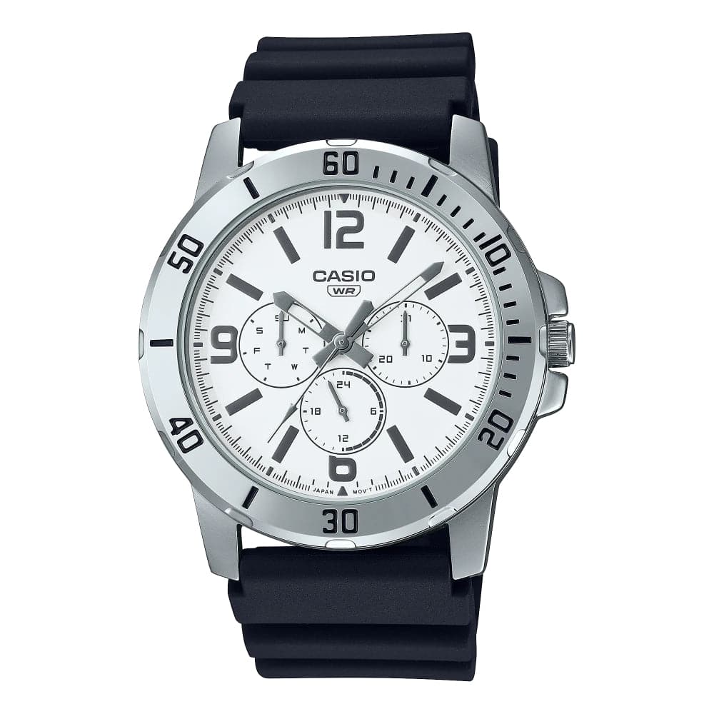 Casio General Chronograph Black Resin Strap Unisex Watch MTP-VD300-7BUDF