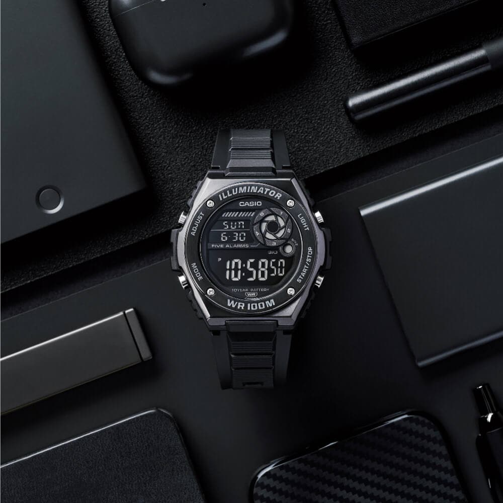 Casio General Digital Black Resin Strap Men Watch MWD-100HB-1BVDF