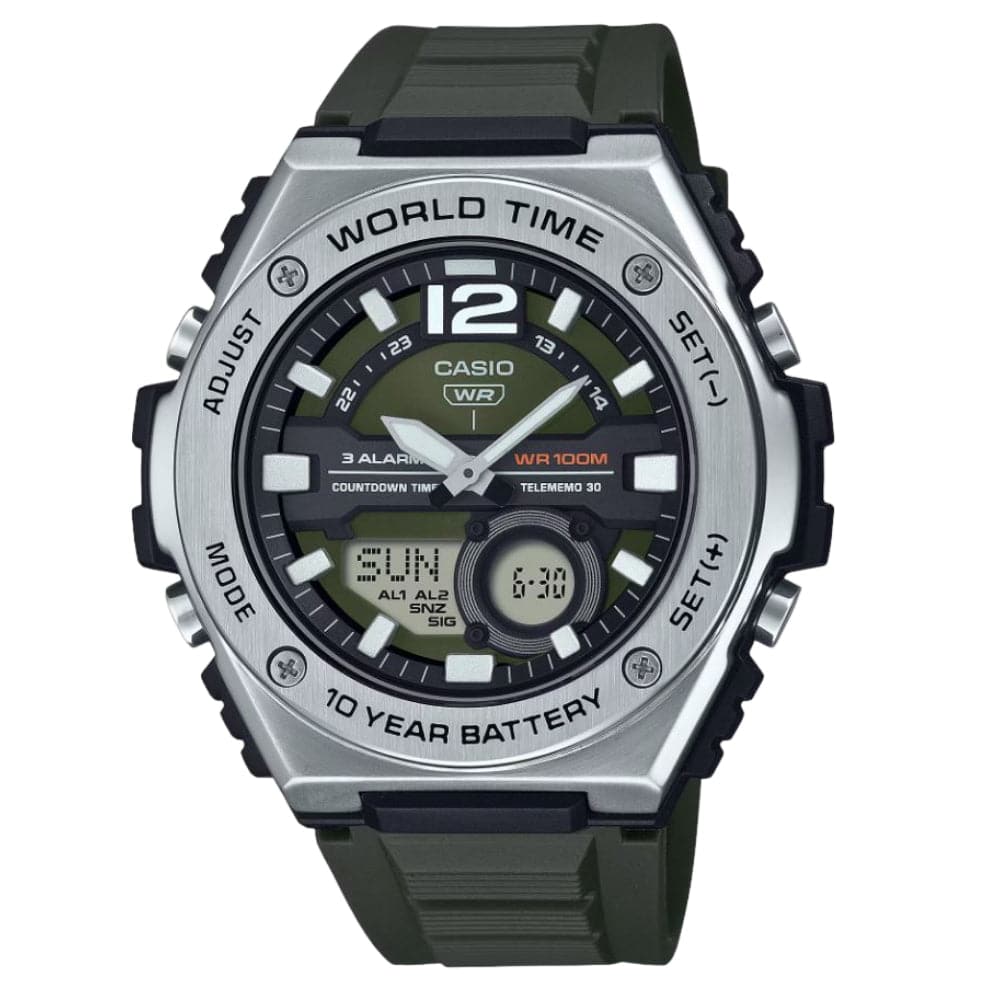 Casio General Digital Green Resin Strap Men Watch MWQ-100-3AVDF