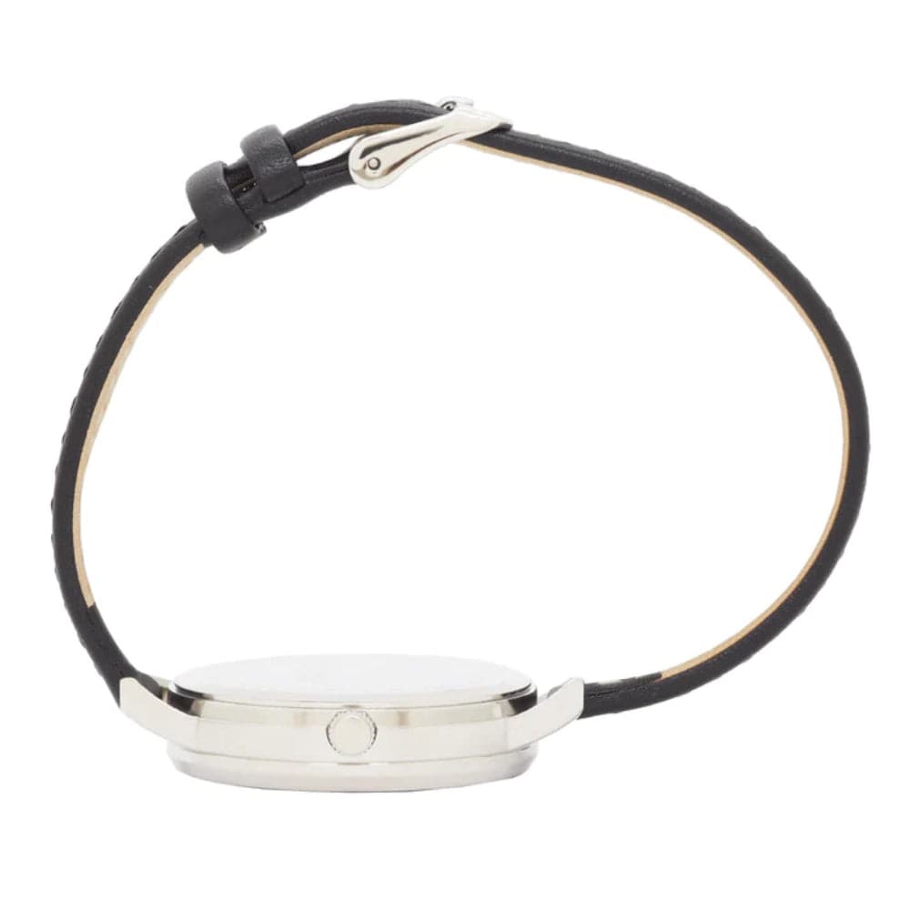 Natbyj Unpretentious White Dial Black Leather Strap Women Watch NAT0101