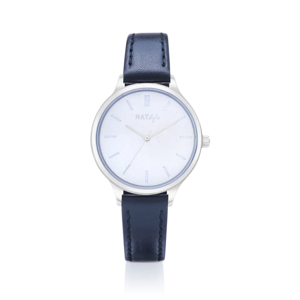 Natbyj Unpretentious White Dial Black Leather Strap Women Watch NAT0101