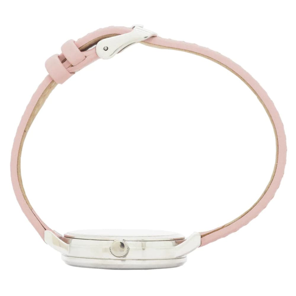 Natbyj Unpretentious White Dial Pink Leather Strap Women Watch NAT0107