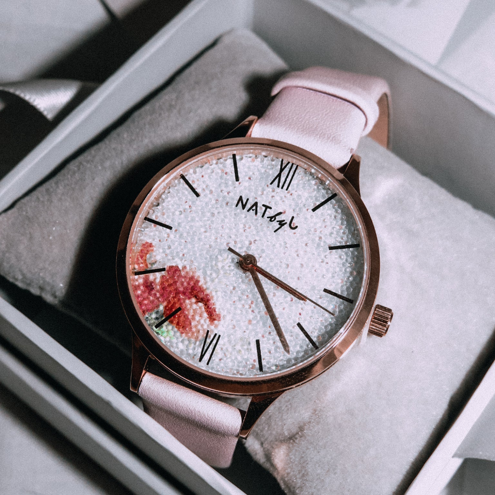 Natbyj Dazzle Purple Leather Strap Women Watch NAT0209