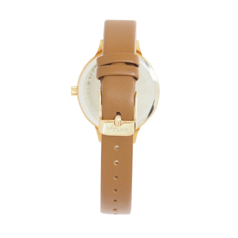 Natbyj Dream White Dial Brown Leather Strap Women Watch NAT0305
