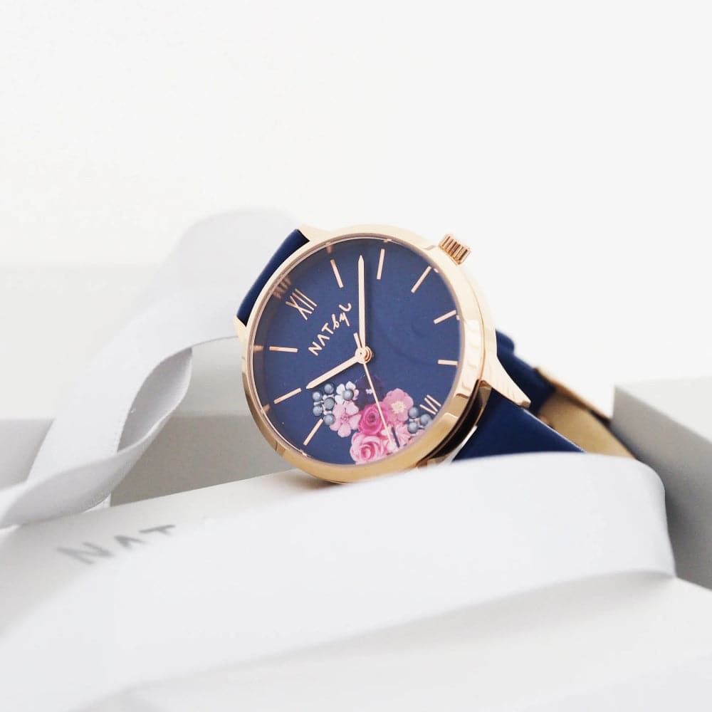 Natbyj First Love Blue Dial Leather Strap Women Watch NAT0602
