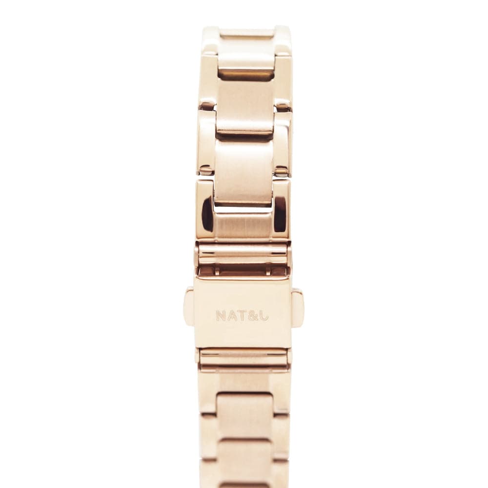 Natbyj First Love White Dial Gold Stainless Steel Strap Women Watch NAT0605M