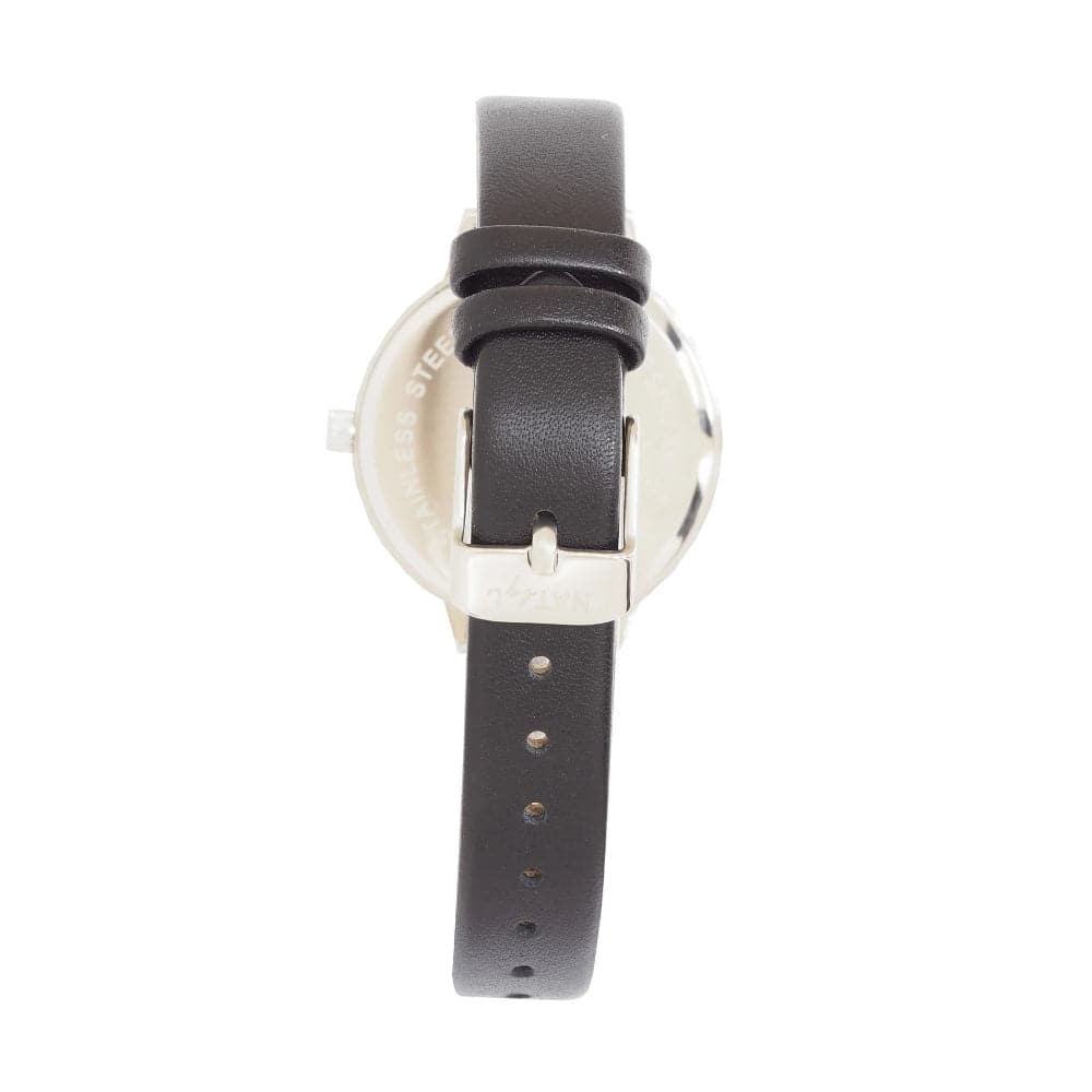 Natbyj Freedom Black Leather Strap Women Watch NAT0701