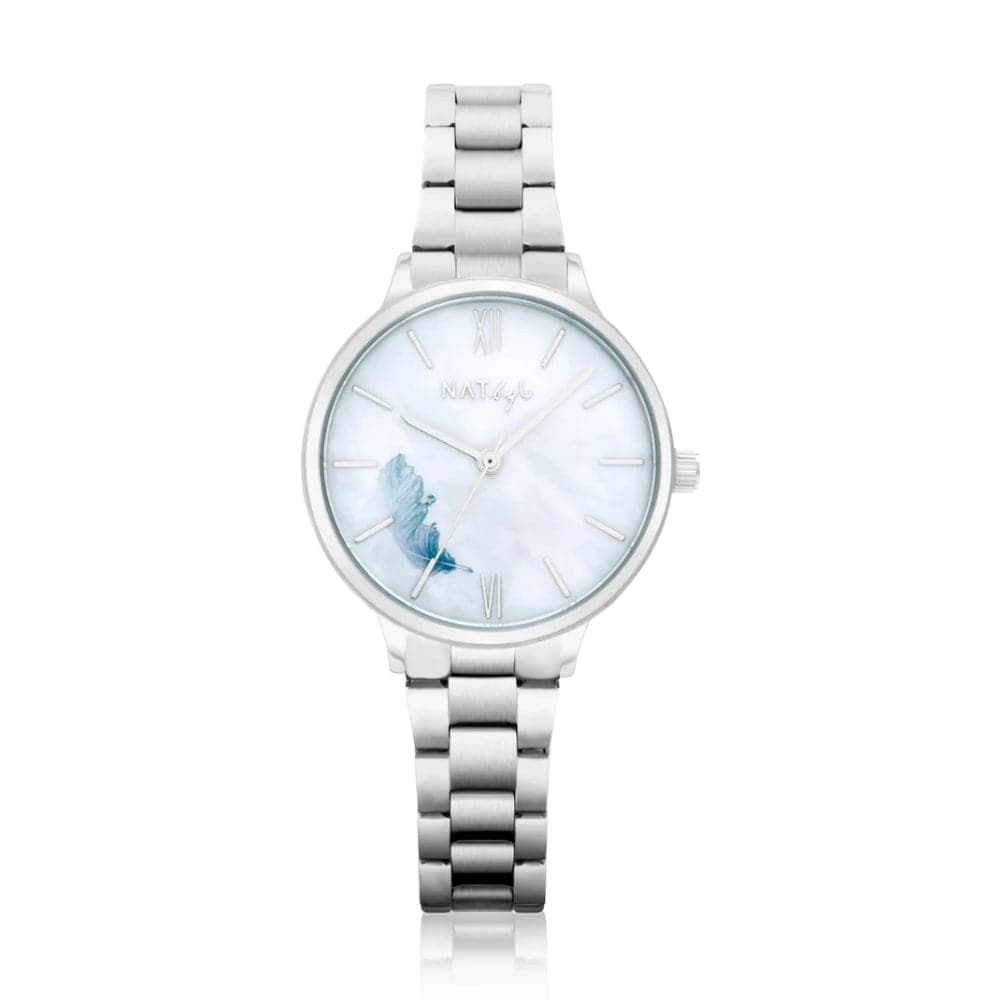 Natbyj Freedom Silver Stainless Steel Strap Women Watch NAT0703M