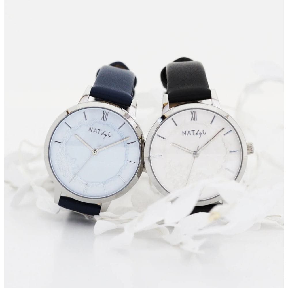 Natbyj Unity White Dial Blue Leather Strap Women Watch NAT0802