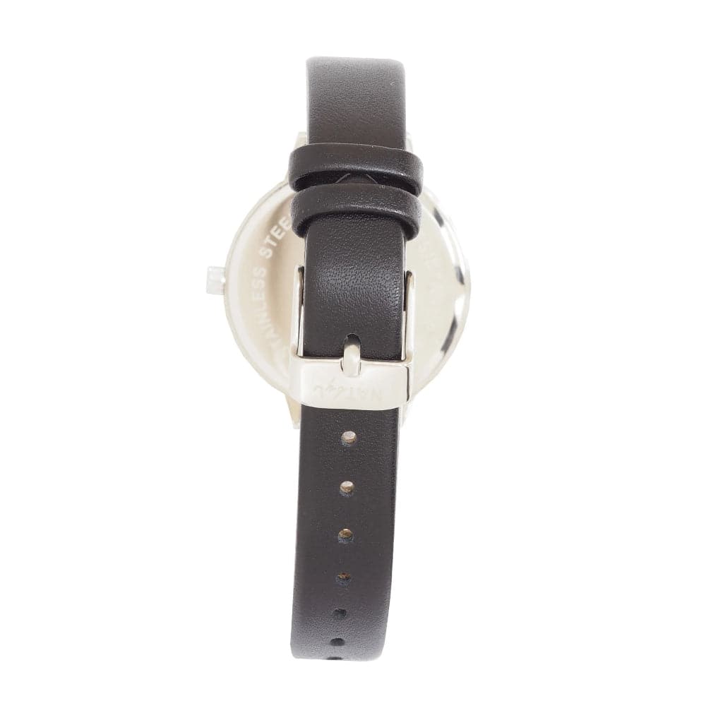 Natbyj Stargaze White Dial Black Leather Strap Women Watch NAT0901