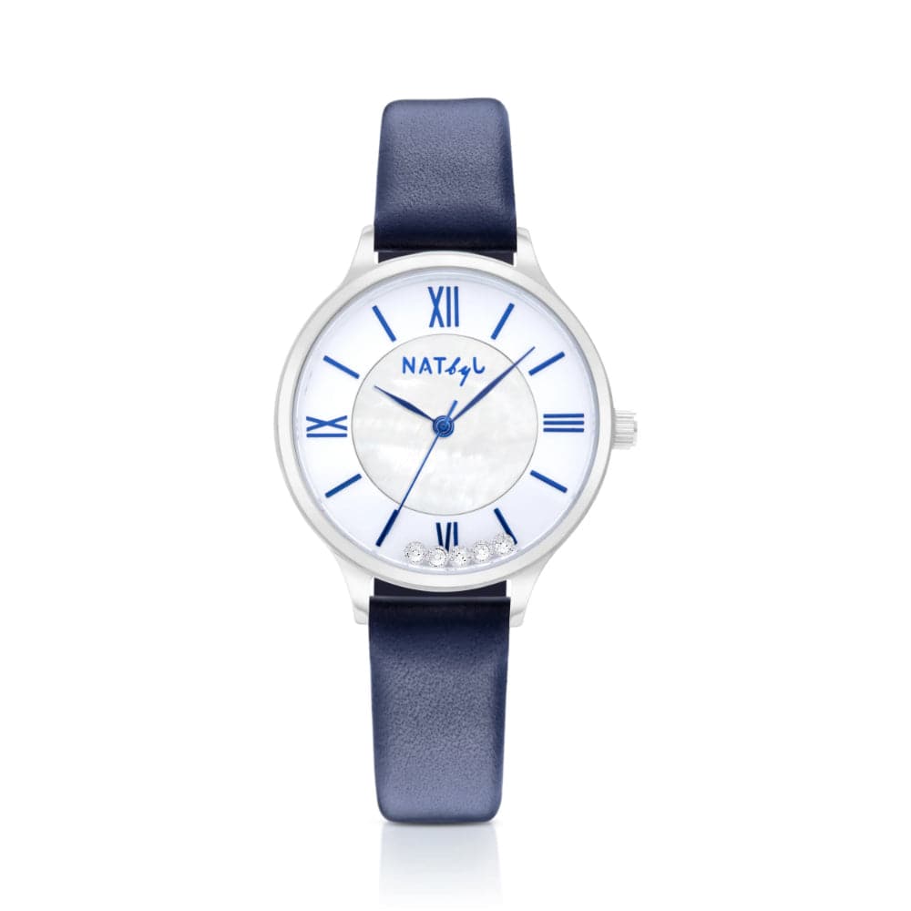 Natbyj Stargaze White Dial Black Leather Strap Women Watch NAT0901