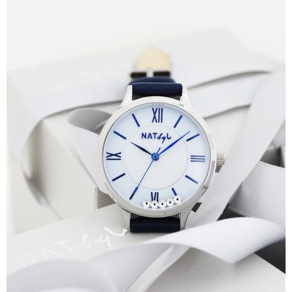 Natbyj Stargaze White Dial Blue Leather Strap Women Watch NAT0902