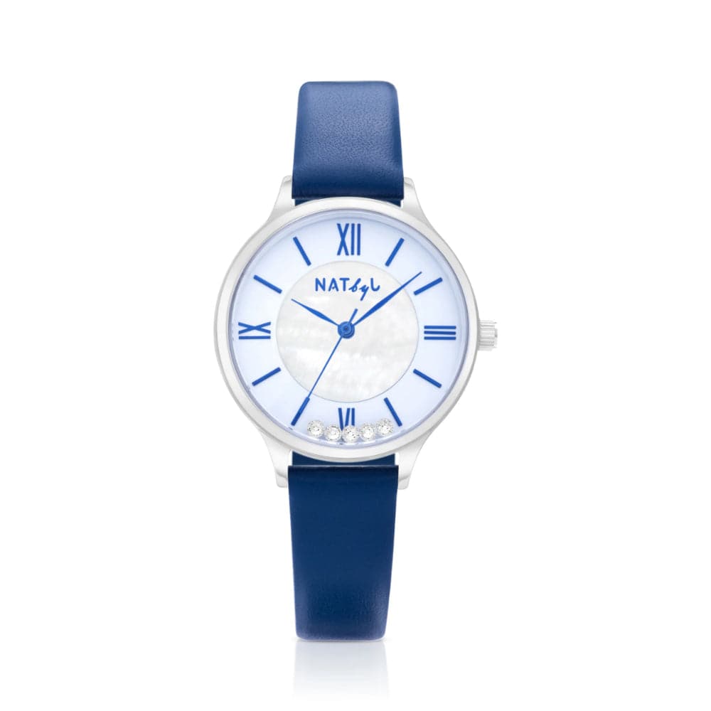 Natbyj Stargaze White Dial Blue Leather Strap Women Watch NAT0902