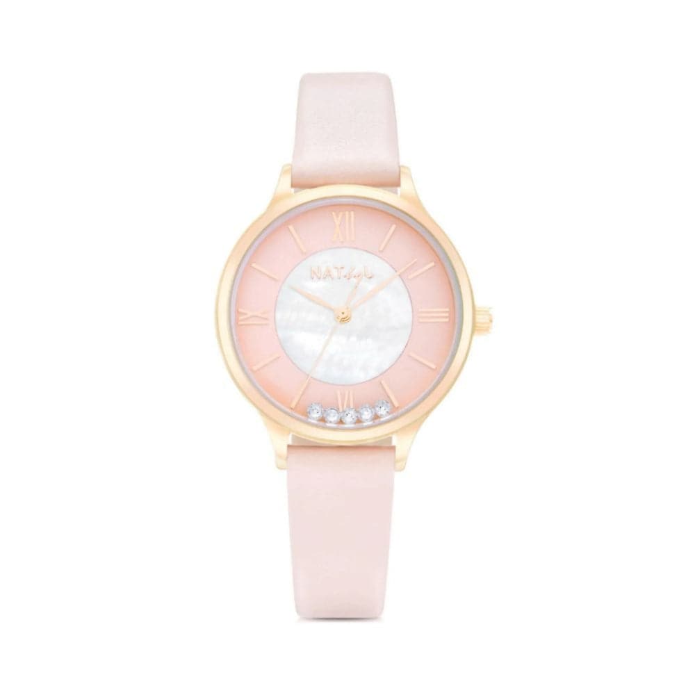 Natbyj Stargaze Pink Leather Strap Women Watch NAT0907