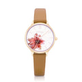 Natbyj Blossom White Dial Brown Leather Strap Women Watch NAT1006