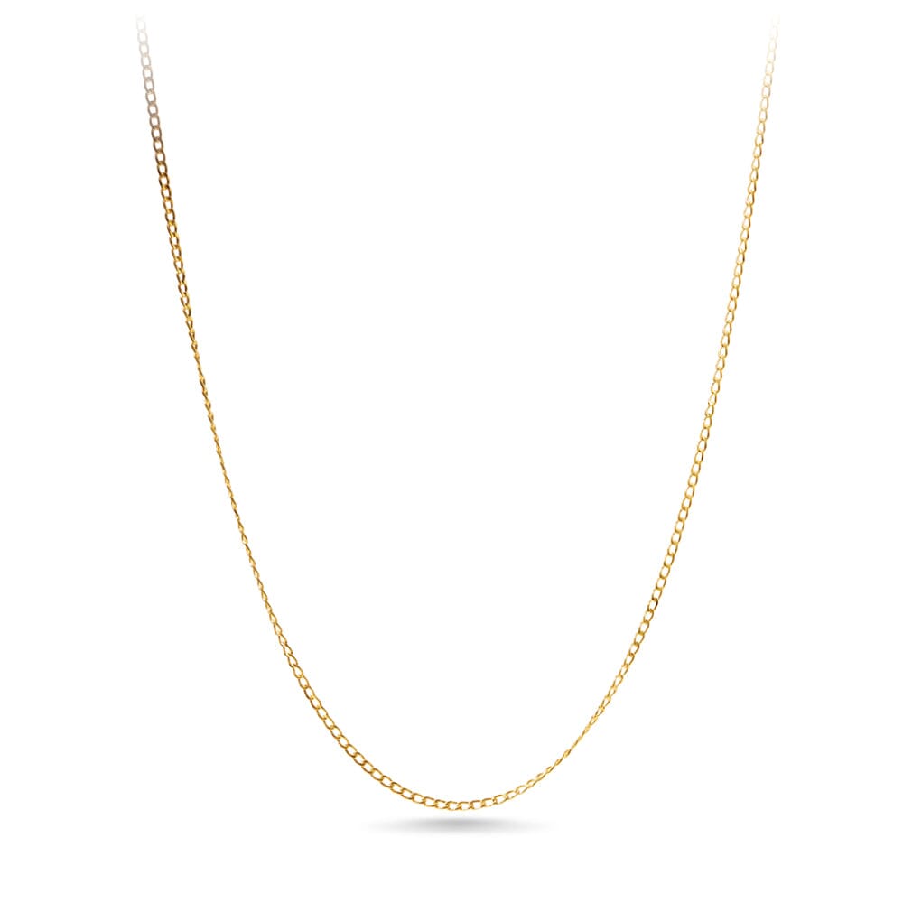 9kt Yellow Gold Diamond Cut Curb Necklace 55cm